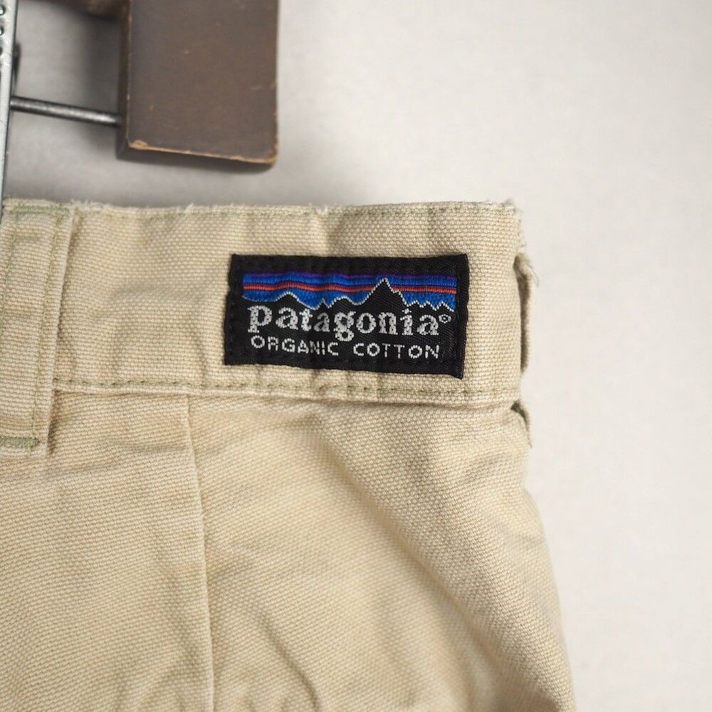 Vintage Patagonia Long Stand Up Shorts Men 34 Beige 8" Inseam Double-Fabric Seat - Picture 6 of 13